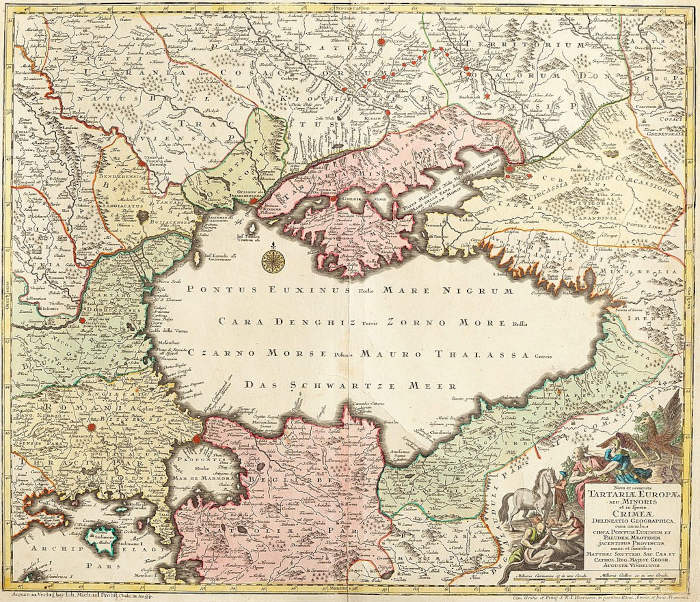 Крымское ханство («Малая Татария») на карте немецкого издателя Матеуса Зойтера, 1740 года